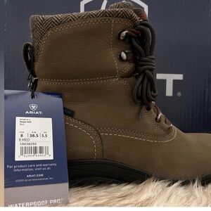 Ariat Brown Lace Up Boots with Patterned Collar